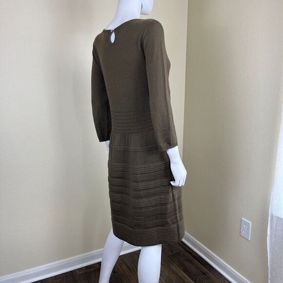 Sundance Women's Size M Sculptured Delight Silk Cotton Sweater Midi Dress Ruffle - Picture 7 of 11